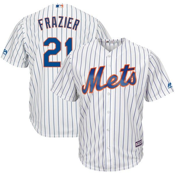 MLB Mets 21 Todd Frazier Cool Base Stripe White Men Jersey