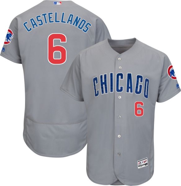 MLB Majestic Chicago Cubs Authentic 6 Nick Castellanos Flexbase Grey Men Jersey