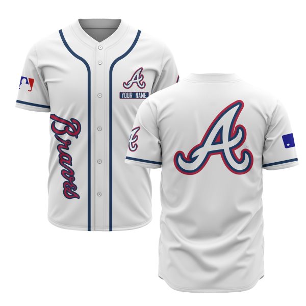 MLB Atlanta Braves White Baseball Customized Men Jersey