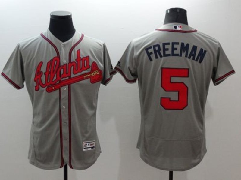 MLB Braves 5 Freddie Freeman Grey Flexbase Men Jersey