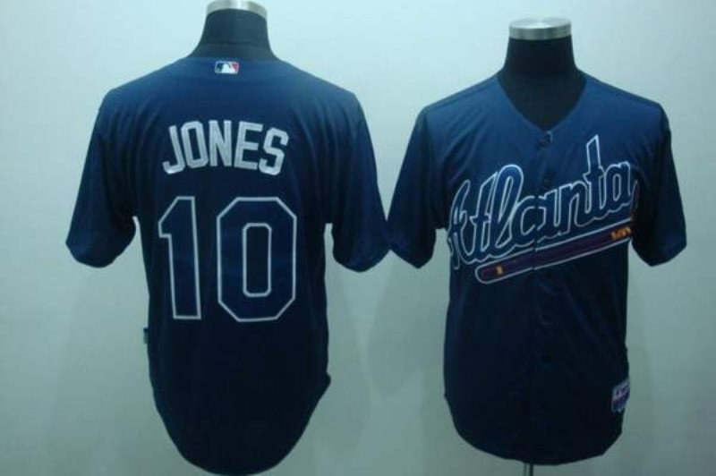 MLB Braves 10 Chipper Jones Blue Practise Men Jersey