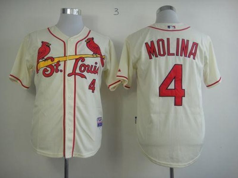 MLB Cardinals 4 Yadier Molina Cream Alternate Cool Base Men Jersey