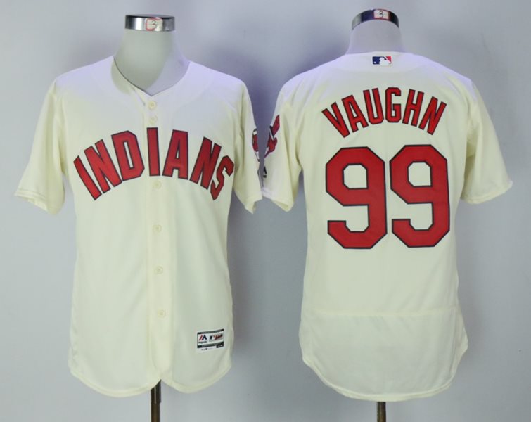 MLB Indians 99 Ricky Vaughn Cream Flexbase Men Jersey