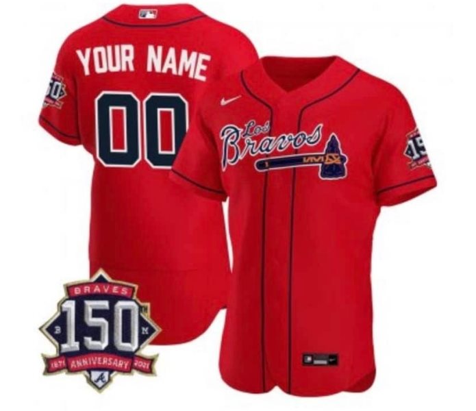 MLB Los Bravos customized red Men jersey