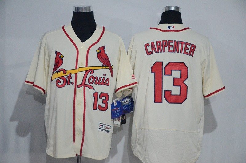 MLB Cardinals 13 Matt Carpenter Cream Flexbase Men Jersey