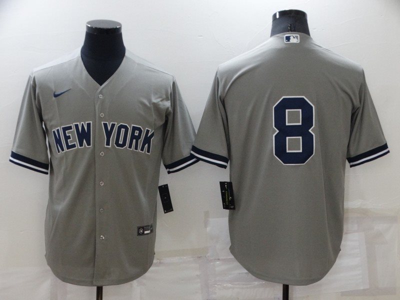 MLB Yankees 8 Yogi Berra Grey Nike Cool Base Men Jersey