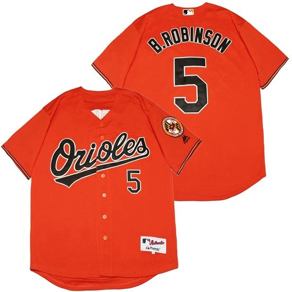 MLB Orioles 5 Brooks Robinson Orange Cool Base Men Jersey