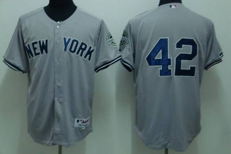 MLB Yankees 42 Mariano Rivera Grey Men Jersey