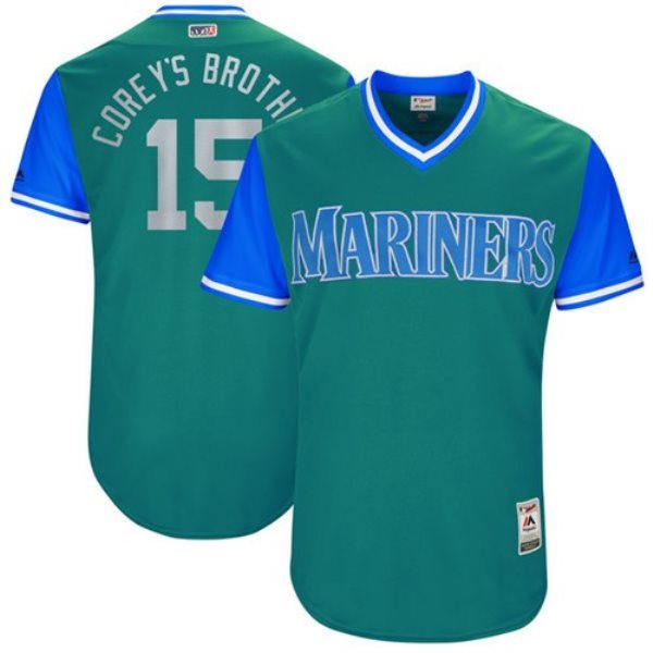 MLB Mariners 15 Kyle Seager Corey's Brother Majestic Aqua 2017 Players Weekend Men Jersey