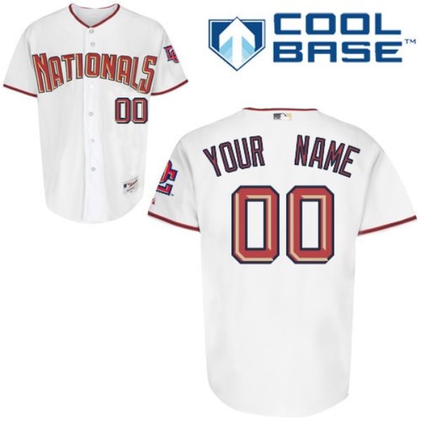 MLB Nationals White Cool Base Customized Men Jersey