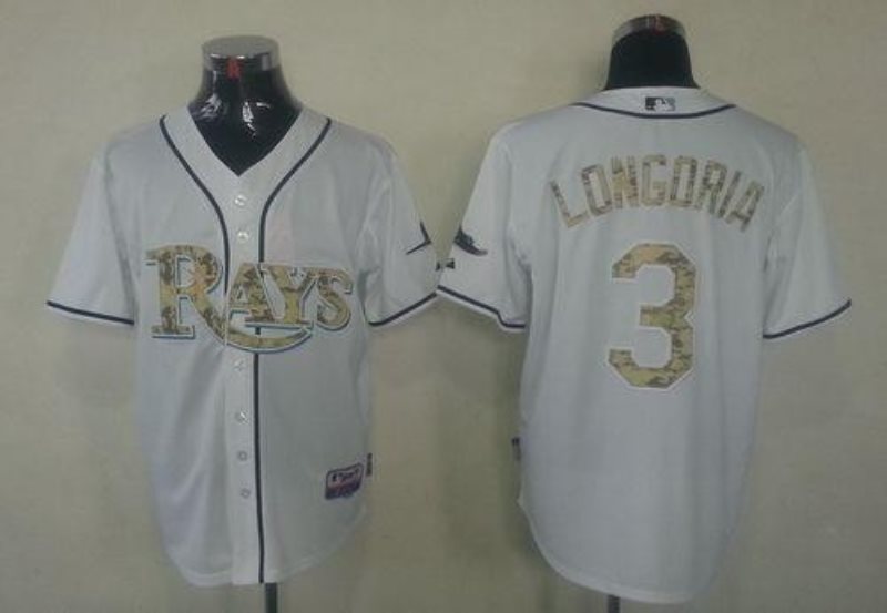 MLB Rays 3 Evan Longoria White USMC Cool Base Men Jersey