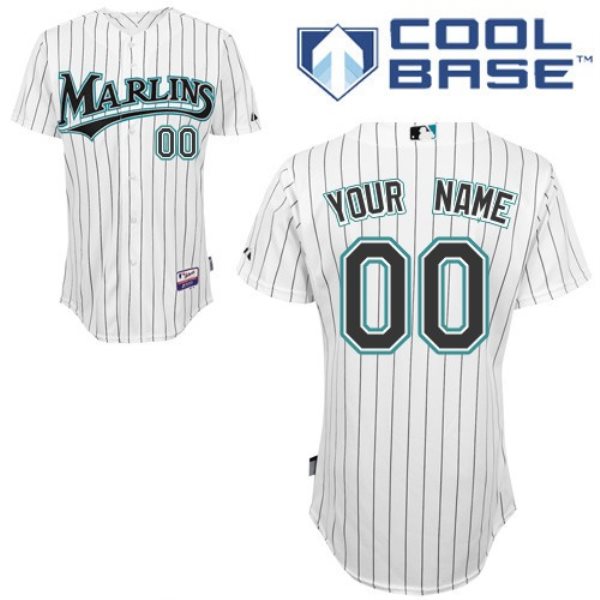 MLB Marlins White Customized Men Jersey