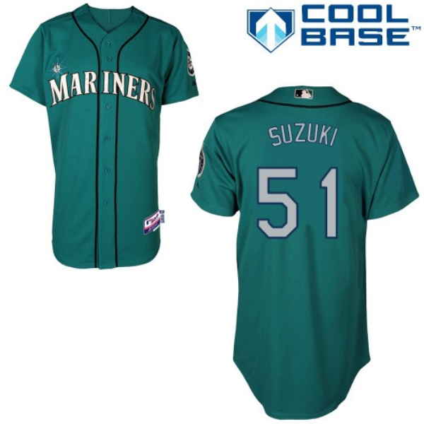 MLB Mariners 51 Ichiro Suzuki Green Cool Base Men Jersey