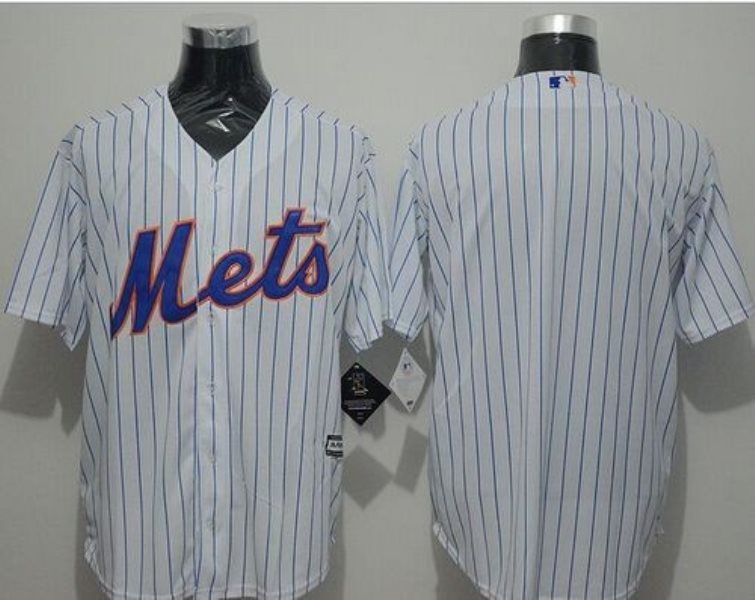 MLB Mets Blank White(Blue Strip) New Cool Base Men Jersey