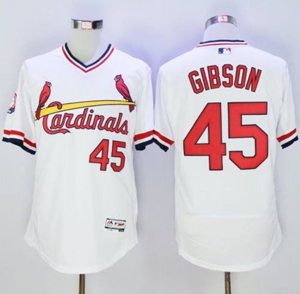MLB Cardinals 45 Bob Gibson White Flexbase Cooperstown Men Jersey
