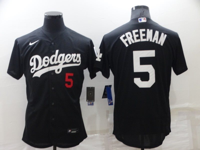 MLB Dodgers 5 Freddie Freeman Black Nike Flexbase Men Jersey