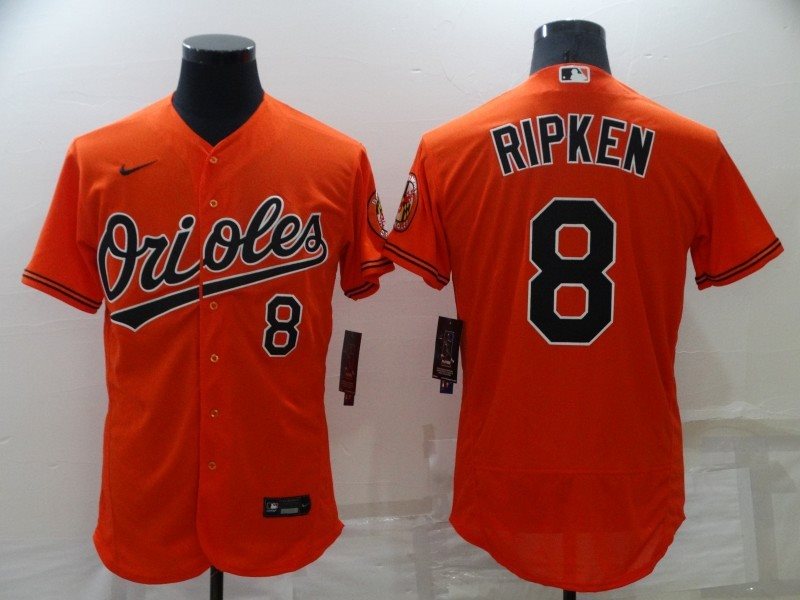 MLB Orioles 8 Cal Ripken Jr Orange Nike Flexbase Men Jersey