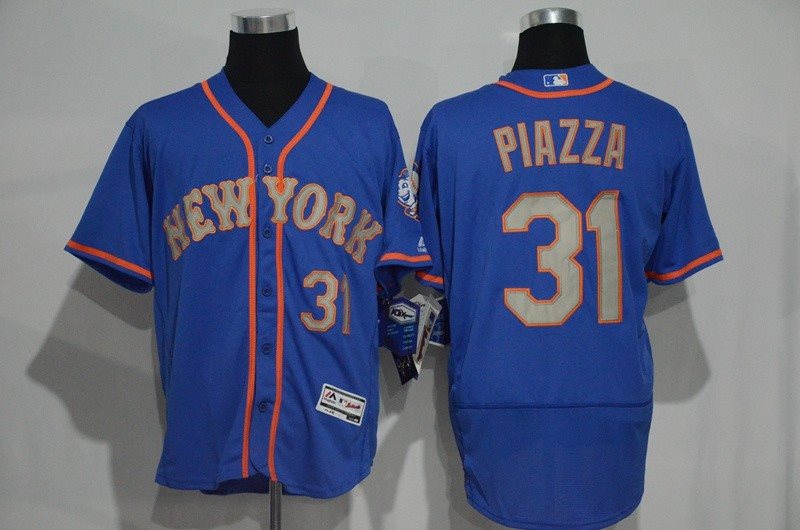 MLB Mets 31 Mike Piazza Blue Flexbase Men Jersey