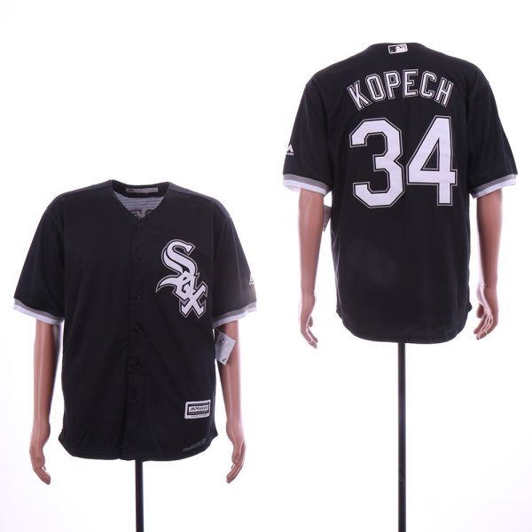MLB White Sox 34 Michael Kopech Black Cool Base Men Jersey