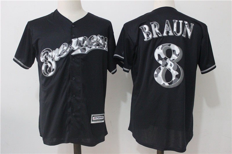 MLB Brewers 8 Ryan Braun Black Cool Base Men Jersey