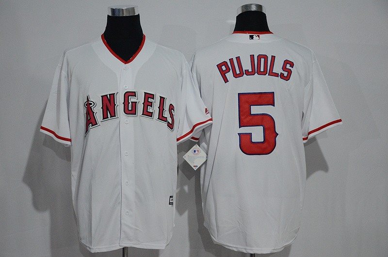 MLB Angels 5 Albert Pujols White New Cool Base Men Jersey