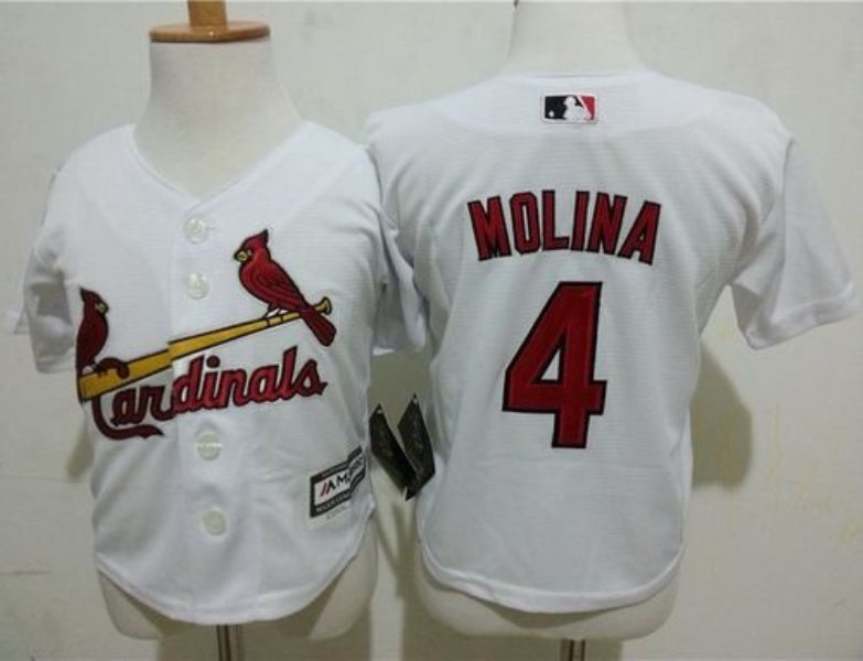 MLB Cardinals 4 Yadier Molina White Cool Base Toddler Jersey