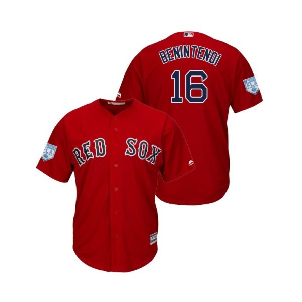 MLB Red Sox 16 Andrew Benintendi Red 2019 Spring Training Cool Base Men Jersey