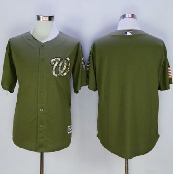 MLB Nationals Blank Green Camo New Cool Base Men Jersey