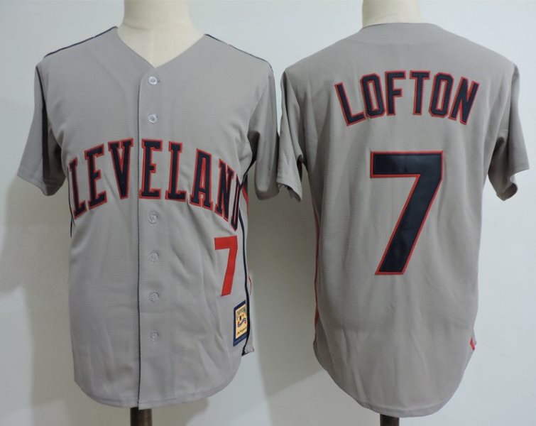MLB Indians 7 Kenny Lofton Gray Cooperstown Collection Throwback Men Jersey