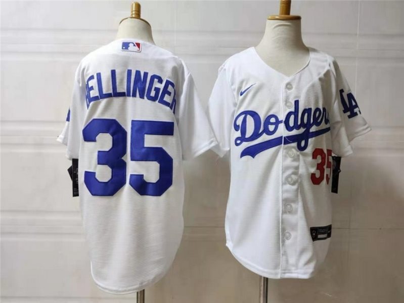 MLB Dodgers 35 Cody Bellinger White Nike Cool Base Youth Jersey