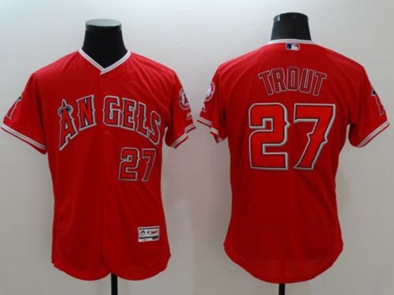 MLB Angels 27 Mike Trout Red Flexbase Men Jersey