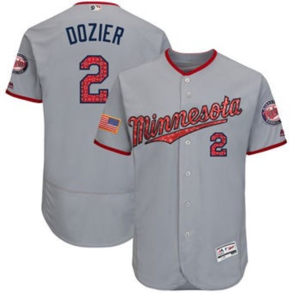 MLB Twins 2 Brian Dozier Gray 2018 Stars & Stripes Flex Base Men Jersey