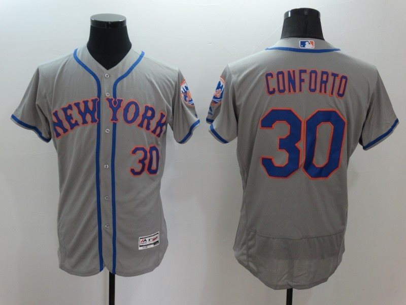 MLB Mets 30 Michael Conforto Grey Road Flexbase Men Jersey