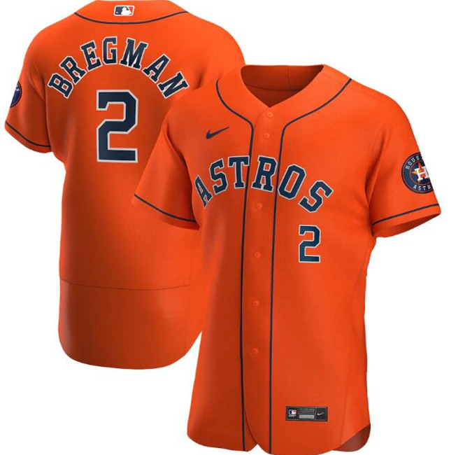 Men's Houston Astros Orange #2 Alex Bregman Flex Base Stitched MLB Jersey