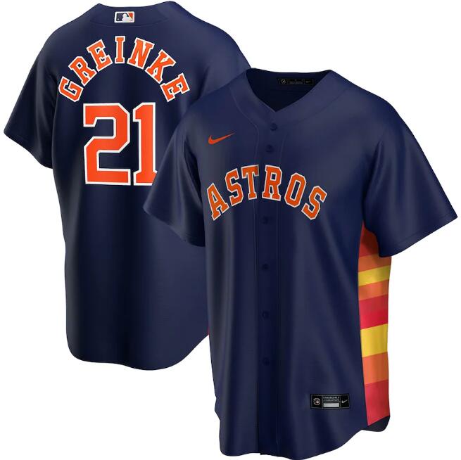 Men's Houston Astros Navy #21 Zack Greinke Cool Base Stitched MLB Jersey