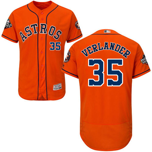 Astros #35 Justin Verlander Orange Flexbase Authentic Collection 2019 World Series Bound Stitched MLB Jersey