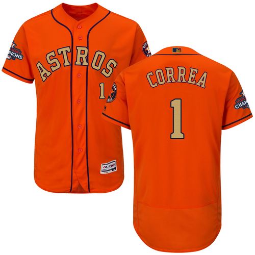 Astros #1 Carlos Correa Orange FlexBase Authentic 2018 Gold Program Cool Base Stitched MLB Jersey