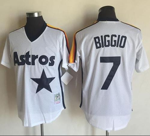 Mitchell And Ness Astros #7 Craig Biggio White Throwback Stitched MLB Jersey