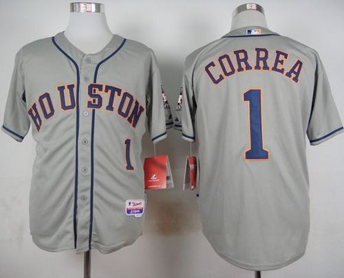 Astros #1 Carlos Correa Grey Cool Base Stitched MLB Jersey