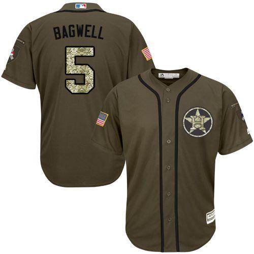 Astros #5 Jeff Bagwell Green Salute to Service Stitched MLB Jersey
