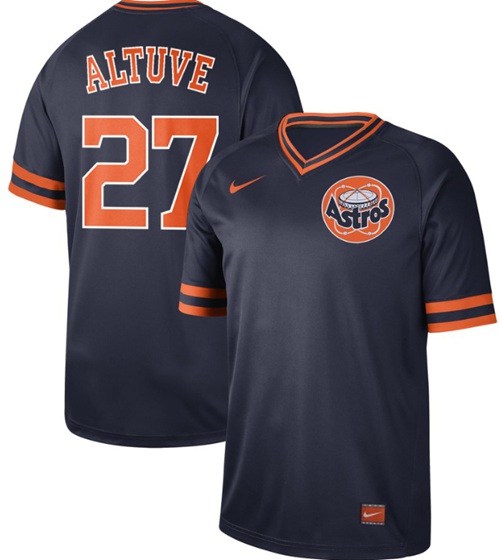 Nike Astros #27 Jose Altuve Navy Authentic Cooperstown Collection Stitched MLB Jersey