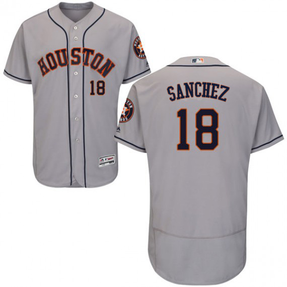 Astros #18 Aaron Sanchez Grey Flexbase Authentic Collection Stitched MLB Jersey