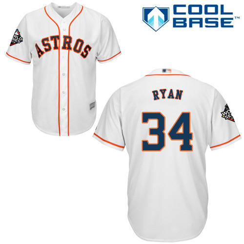 Astros #34 Nolan Ryan White New Cool Base 2019 World Series Bound Stitched MLB Jersey