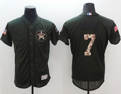 Astros #7 Craig Biggio Green Flexbase Authentic Collection Salute to Service Stitched MLB Jersey