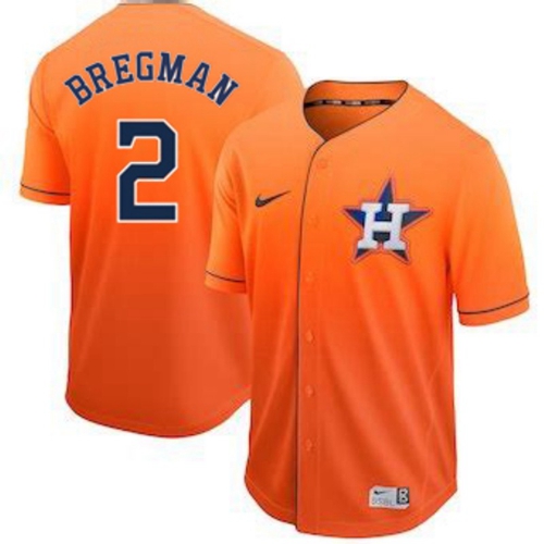 Nike Astros #2 Alex Bregman Orange Fade Authentic Stitched MLB Jersey
