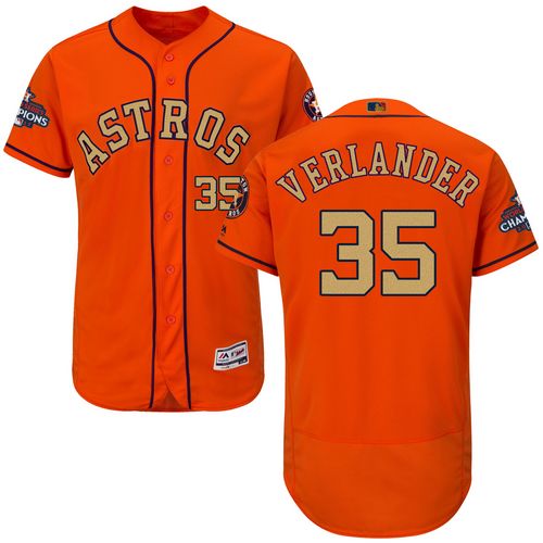 Astros #35 Justin Verlander Orange FlexBase Authentic 2018 Gold Program Cool Base Stitched MLB Jersey