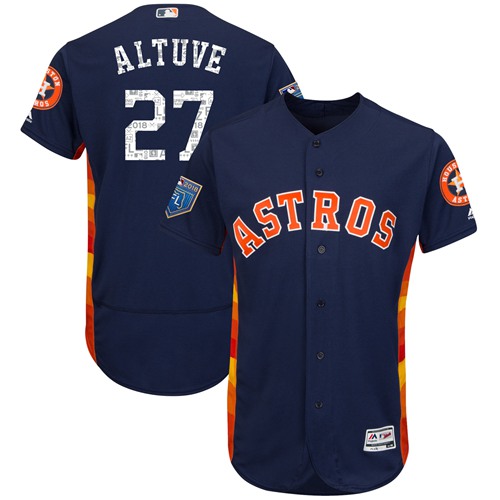 Astros #27 Jose Altuve Navy Blue 2018 Spring Training Authentic Flex Base Stitched MLB Jersey