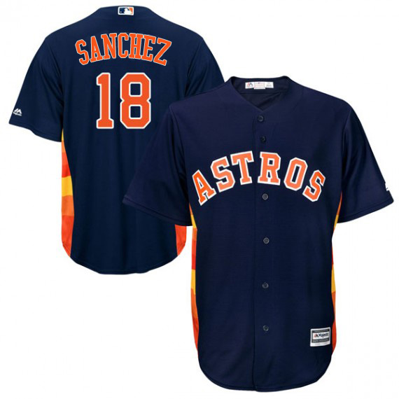 Astros #18 Aaron Sanchez Navy Blue New Cool Base Stitched MLB Jersey