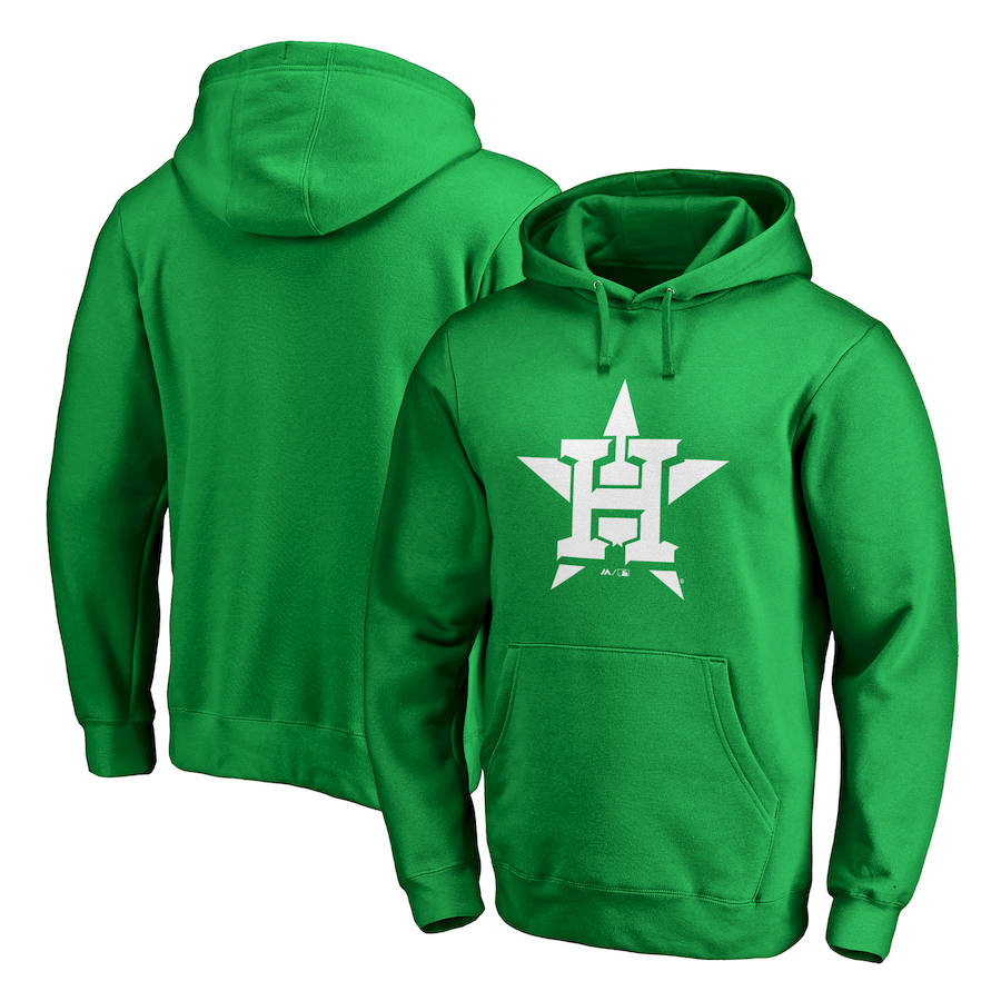 Houston Astros Majestic St. Patrick's Day White Logo Pullover Hoodie Kelly Green