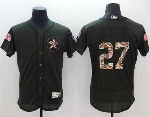 Astros #27 Jose Altuve Green Flexbase Authentic Collection Salute to Service Stitched MLB Jersey